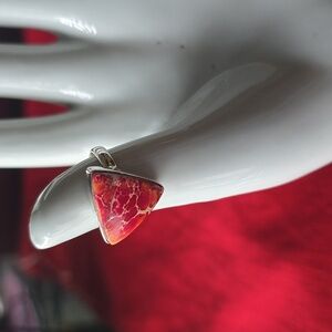 925 Stirling Silver~Red Jasper Ring~Sz 7.5 Adjustable